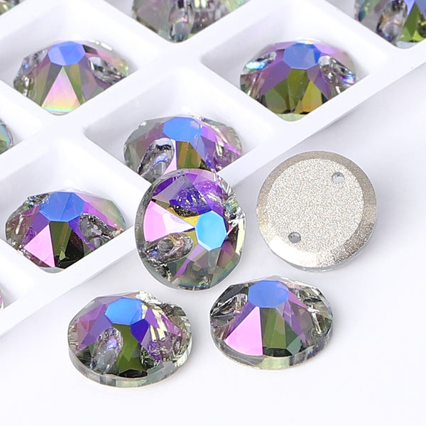 Black Diamond Shimmer XIRIUS Round Shape High Quality Glass Sew-on Rhinestones WholesaleRhinestone