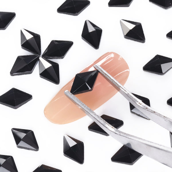 Rhombus Shape Black Flat Back Fancy Rhinestones