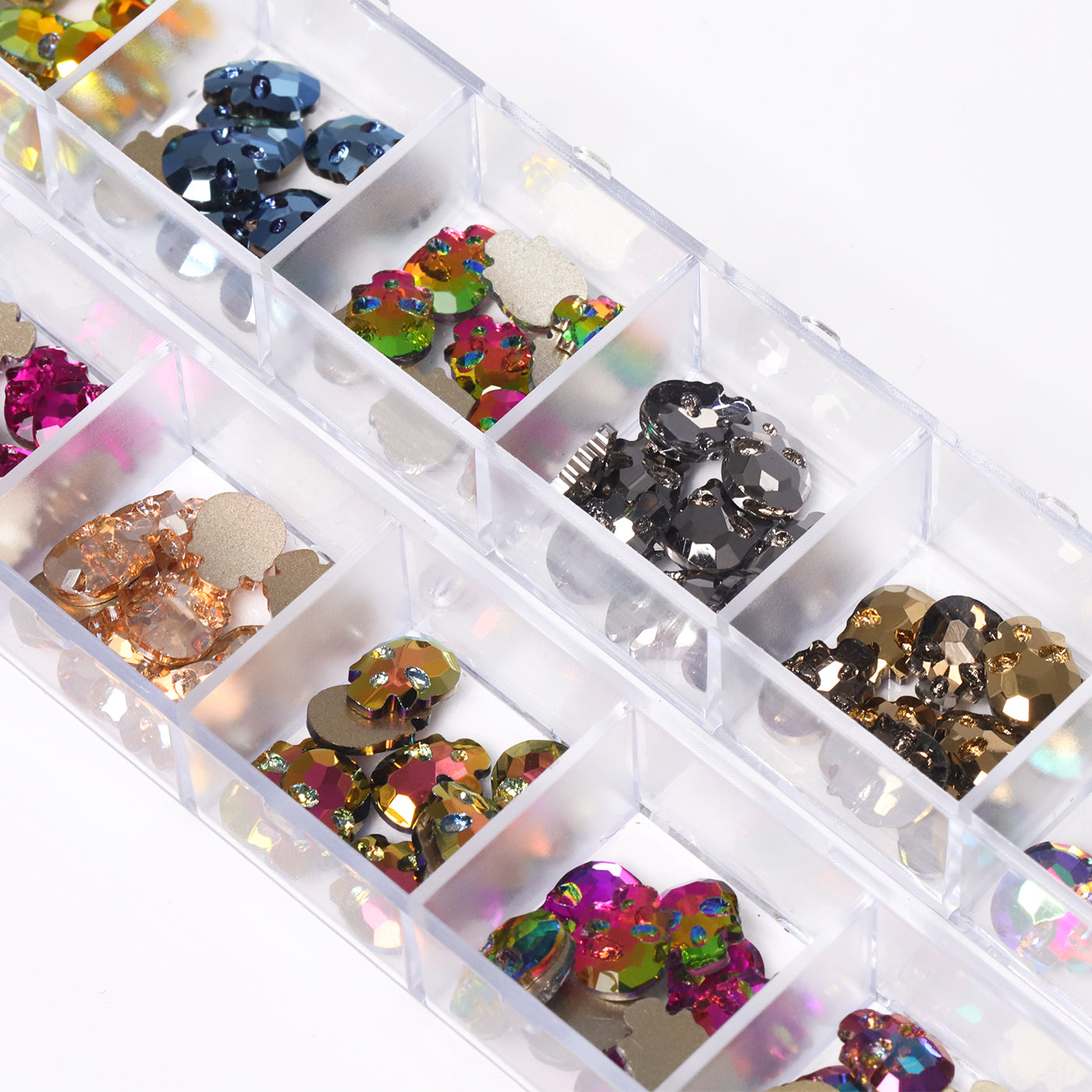 120 PCS Mixed Colors Skull Shape Glass Fancy Rhinestones For Nail Art HZ1203 WholesaleRhinestone