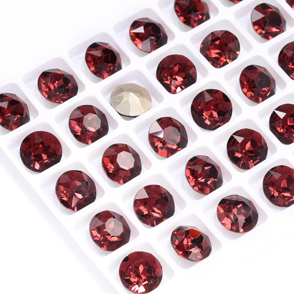 Burgundy Gemstone Flower Shape High Quality Glass Pointed Back Fancy Rhinestones WholesaleRhinestone