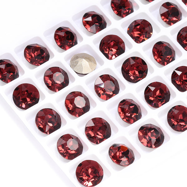 Burgundy Gemstone Flower Shape High Quality Glass Pointed Back Fancy Rhinestones WholesaleRhinestone