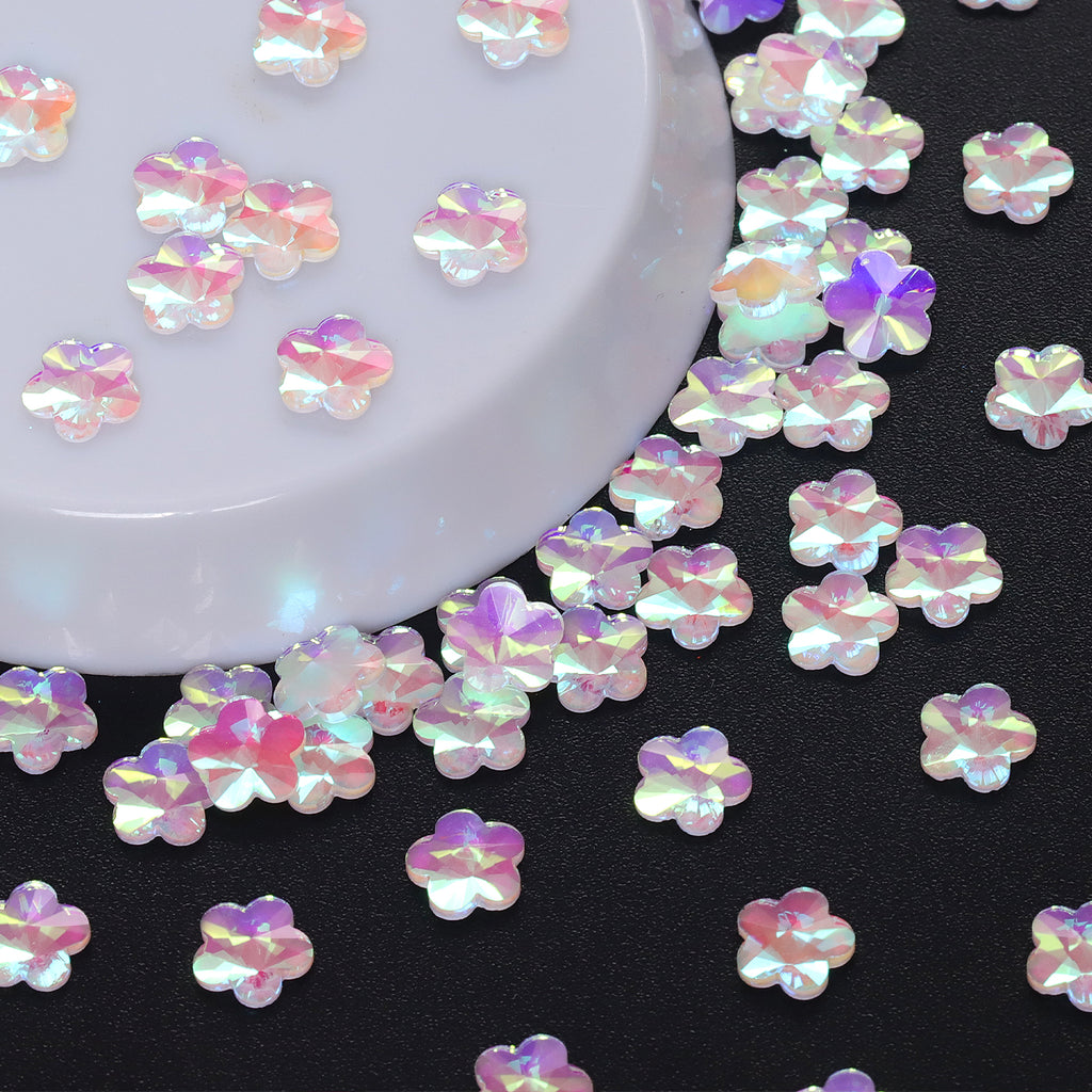 5 leaf plum blossoms Shape Mocha White Flat Back Fancy Rhinestones WholesaleRhinestone