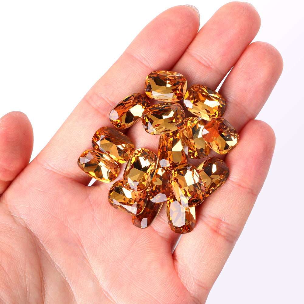 Light Smoked Topaz Cushion Shape High Quality Glass Pointed Back Fancy Rhinestones Secondary image