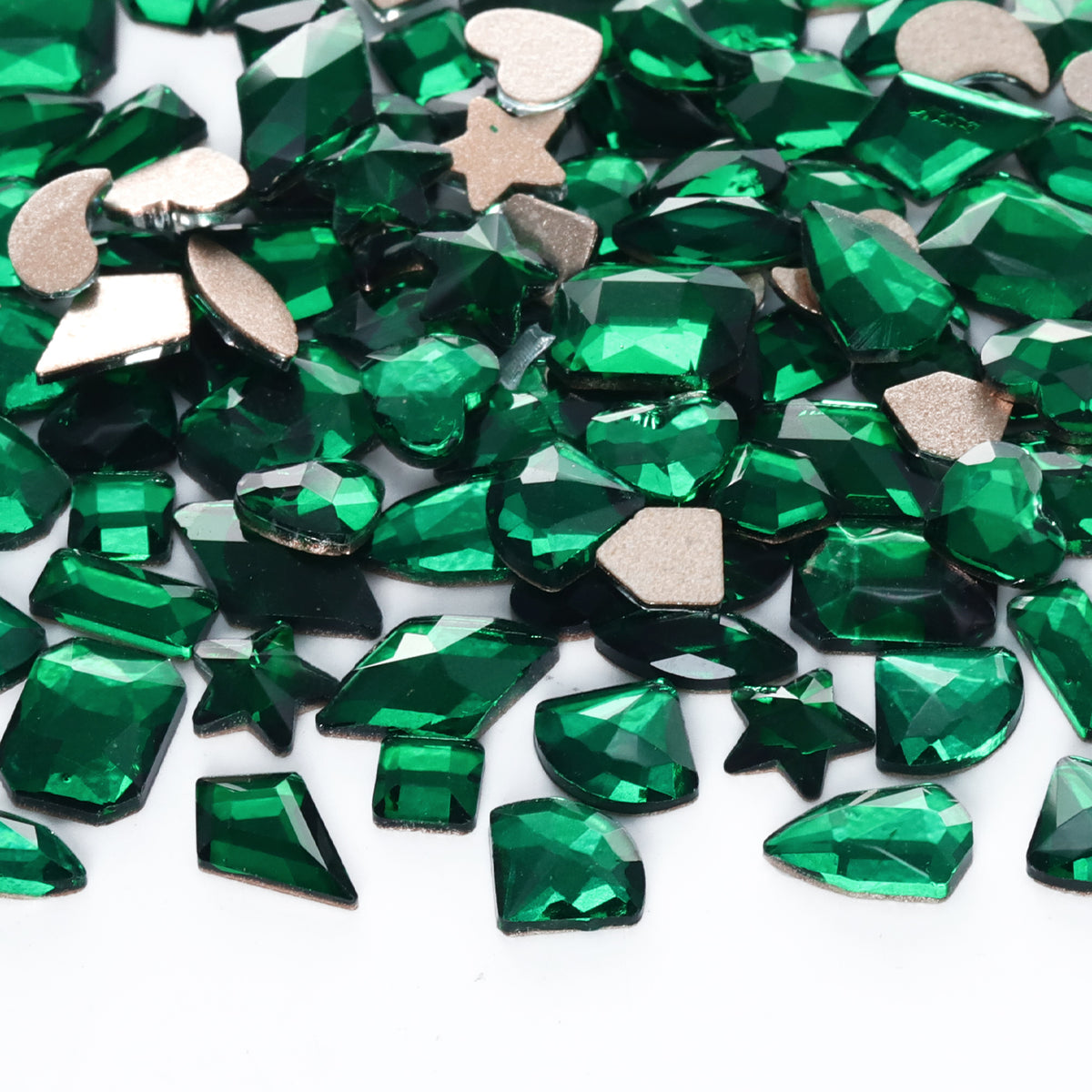 Mixed Shapes Dark Green Flat Back Fancy Rhinestones For Nail Art WholesaleRhinestone メイン画像