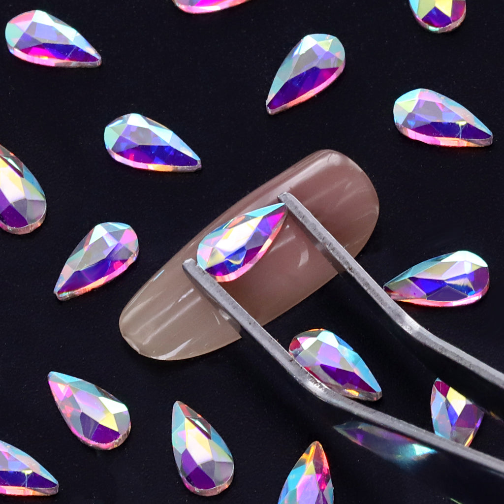 Raindrop Shape Crystal AB Flat Back Fancy Rhinestones