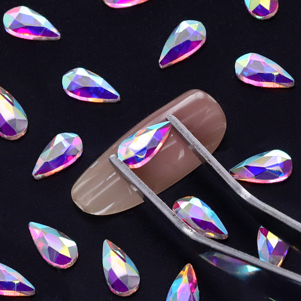 Raindrop Shape Crystal AB Flat Back Fancy Rhinestones