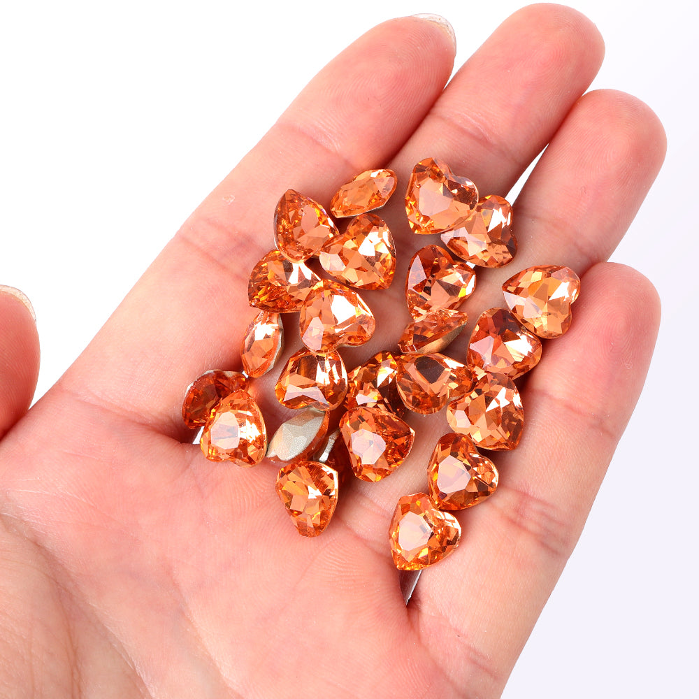 Light Peach Heart Shape High Quality Glass Pointed Back Fancy Rhinestones Secondary image