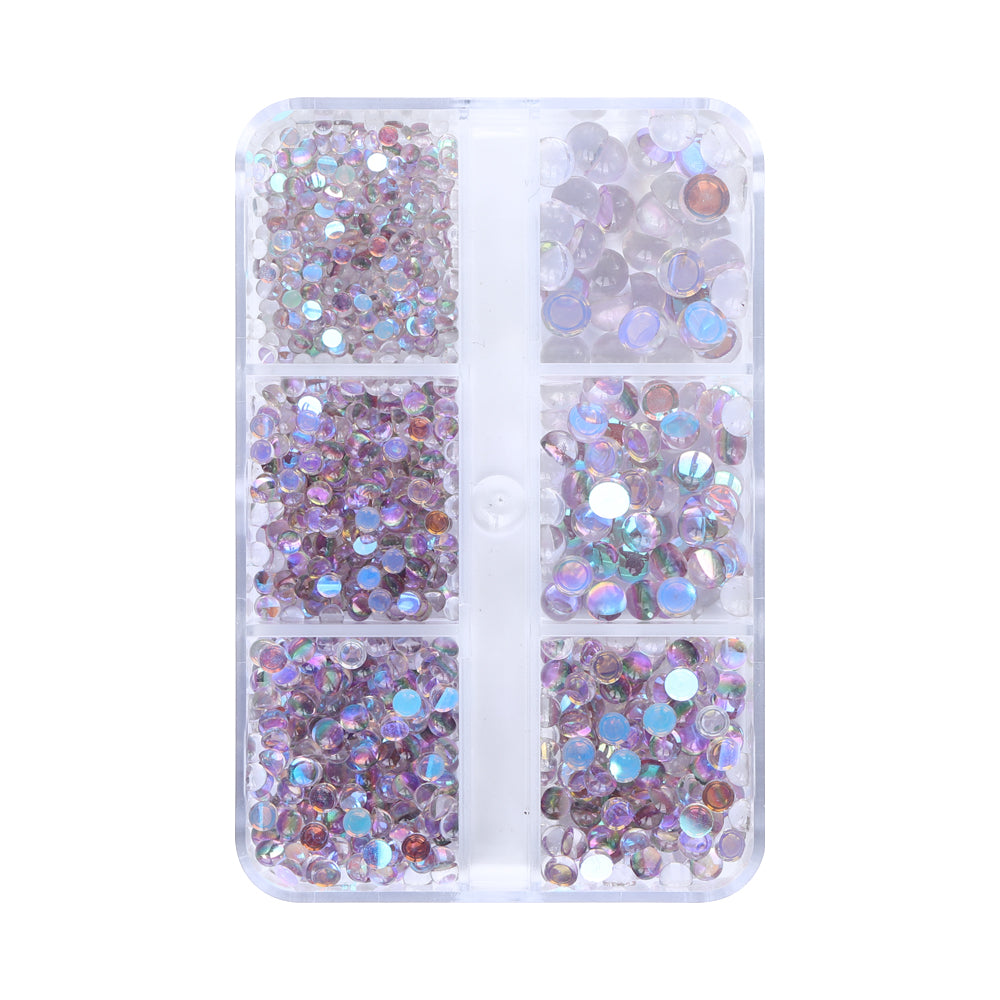 Mixed Sizes 6 Grid Box Mocha Smoked Topaz Mermaid Tears Glass Half Pearls Rhinestones WholesaleRhinestone Imagen principal del producto