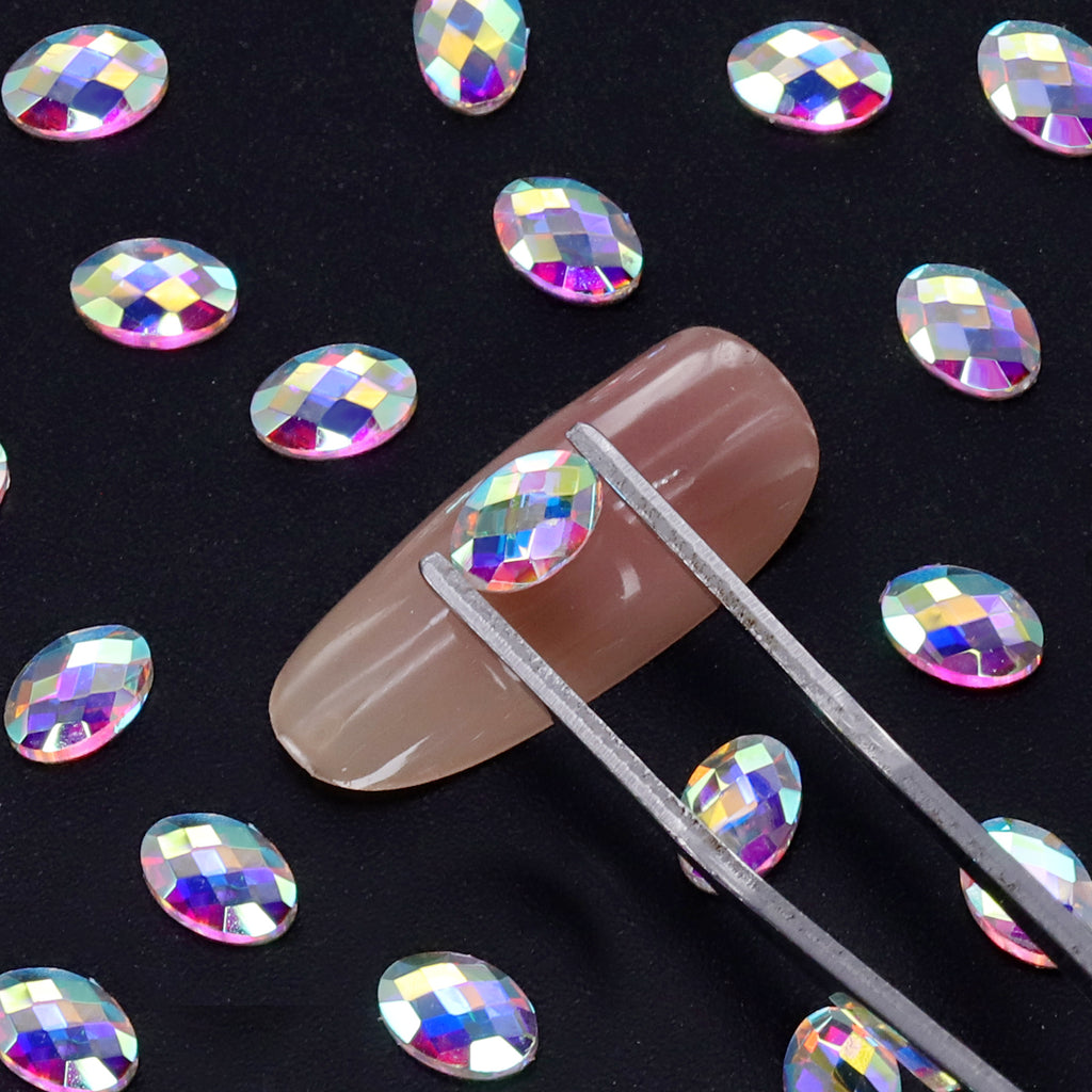 Egg Shape Crystal AB Flat Back Fancy Rhinestones