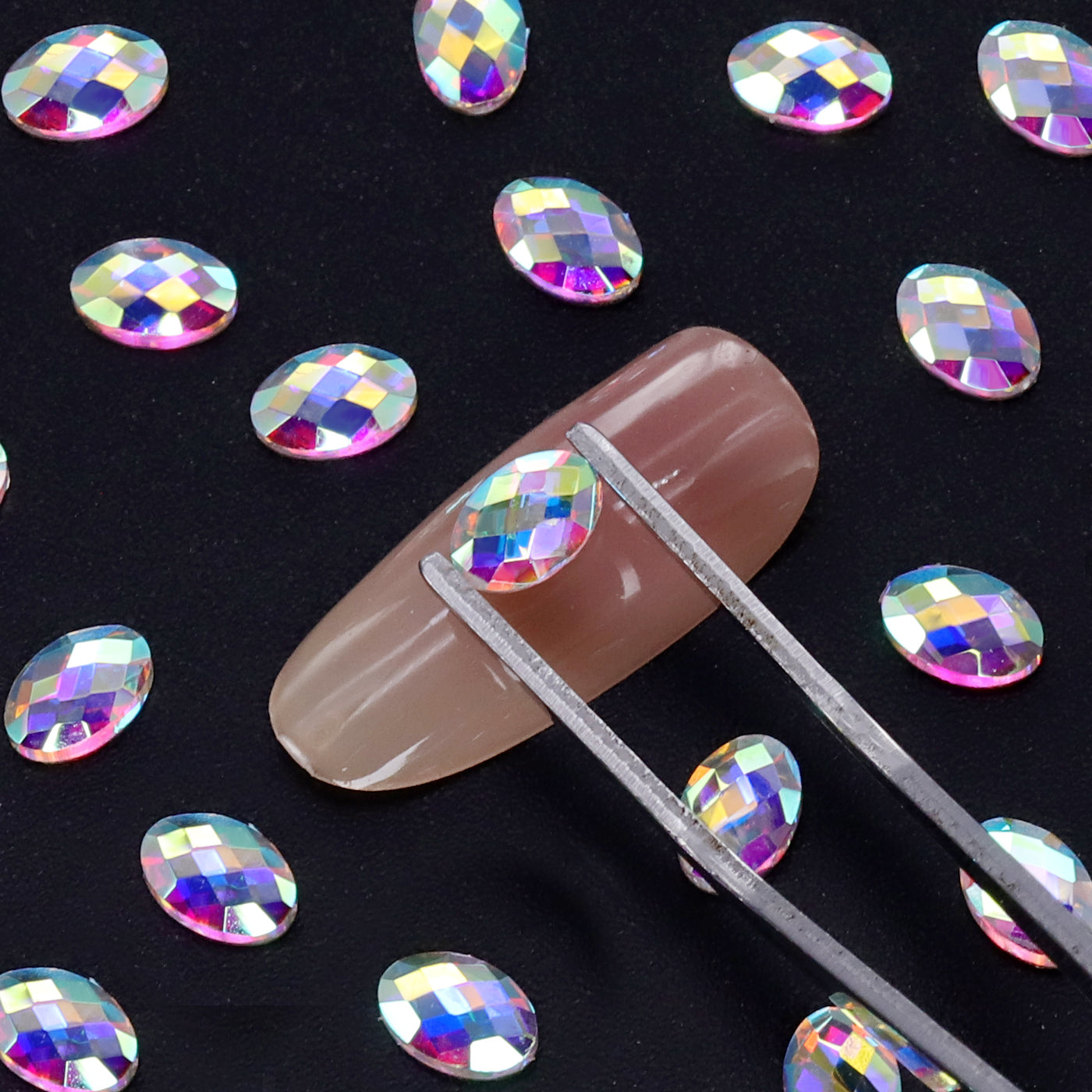 Egg Shape Crystal AB Flat Back Fancy Rhinestones