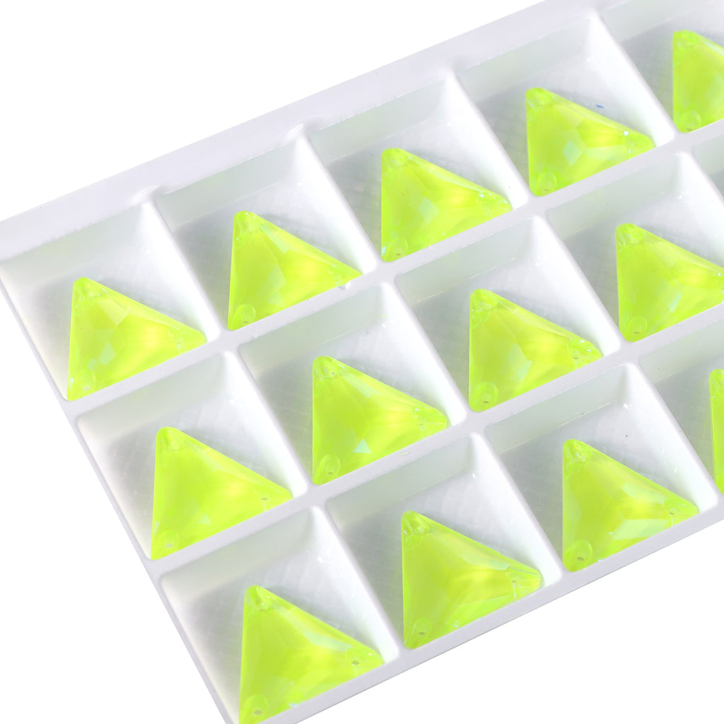 Electric Neon Jonquil Triangle Shape High Quality Glass Sew-on Rhinestones WholesaleRhinestone