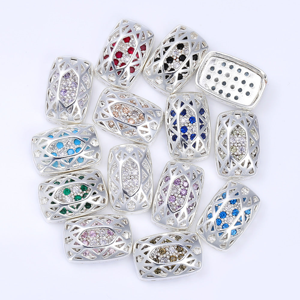 Cushion Rectangle Shape Silver Plated High-Quality Sew-on Alloy Charms Inlaid Cubic Zirconia