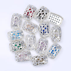 Cushion Rectangle Shape Silver Plated High-Quality Sew-on Alloy Charms Inlaid Cubic Zirconia WholesaleRhinestone