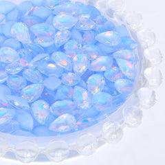 Light Blue AM Drop Shape Glass Pointed Back Fancy Rhinestones