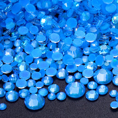 Mixed Sizes Mocha Shimmer Dk Blue Glass Flat Back Rhinestones For Nail Art