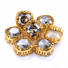 Forma quadrada de almofada de cetim de alta qualidade Glass Sew-On Nest Hollow Garra Rhinestones