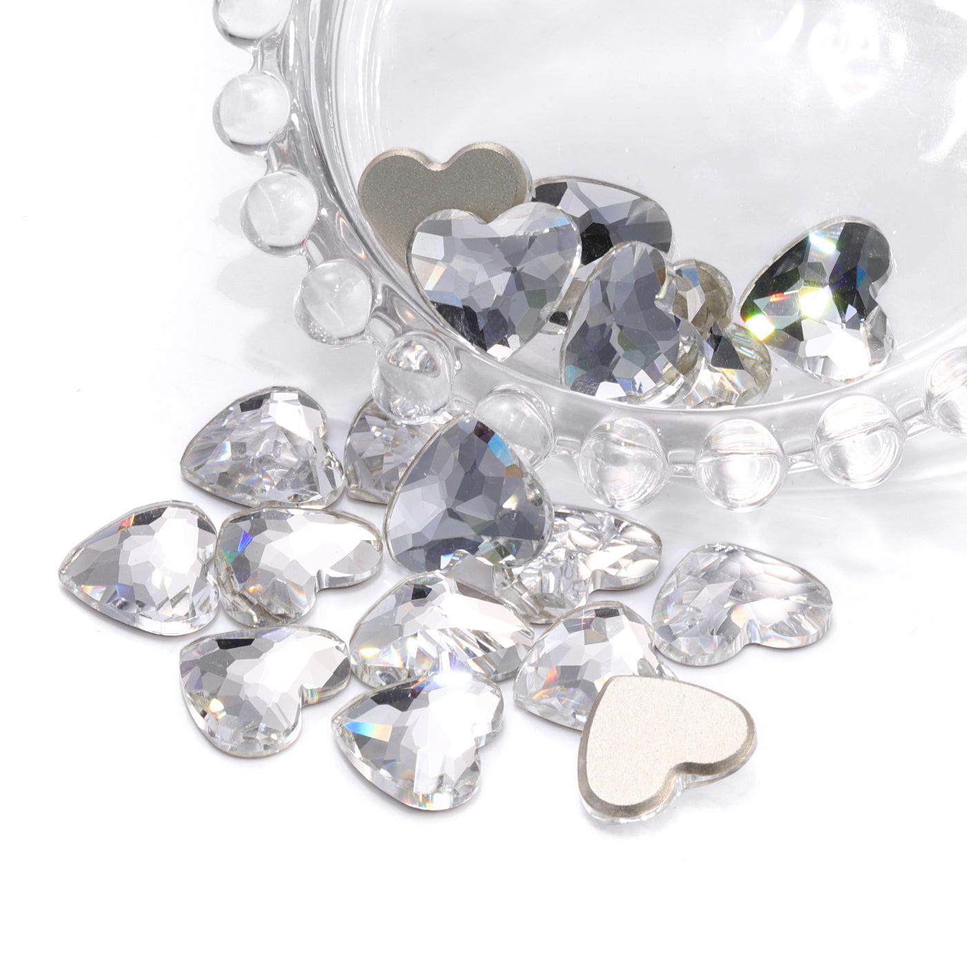 Crystal Heart Shape High Quality Glass Beveled Flat Back Rhinestones