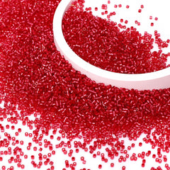 Transparent Silver-lined Red Color Hight Quality Glass Cylinder Seed Beads 1.6 MM Size GY2010