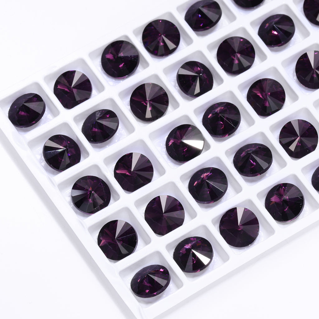 Amethyst Rivoli Shape High Quality Glass Pointed Back Fancy Rhinestones WholesaleRhinestone