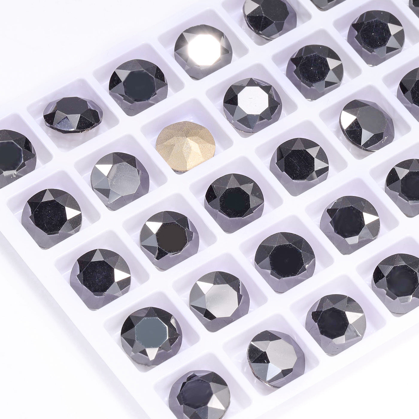 Jet Metallic Silver Gemstone Virág alakú Kiváló minőségű üveg, hátradejű strasszok Másodlagos kép