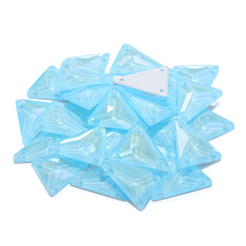 Electric Neon Aquamarine Slim Triangle Shape High Quality Glass Sew-on Rhinestones WholesaleRhinestone