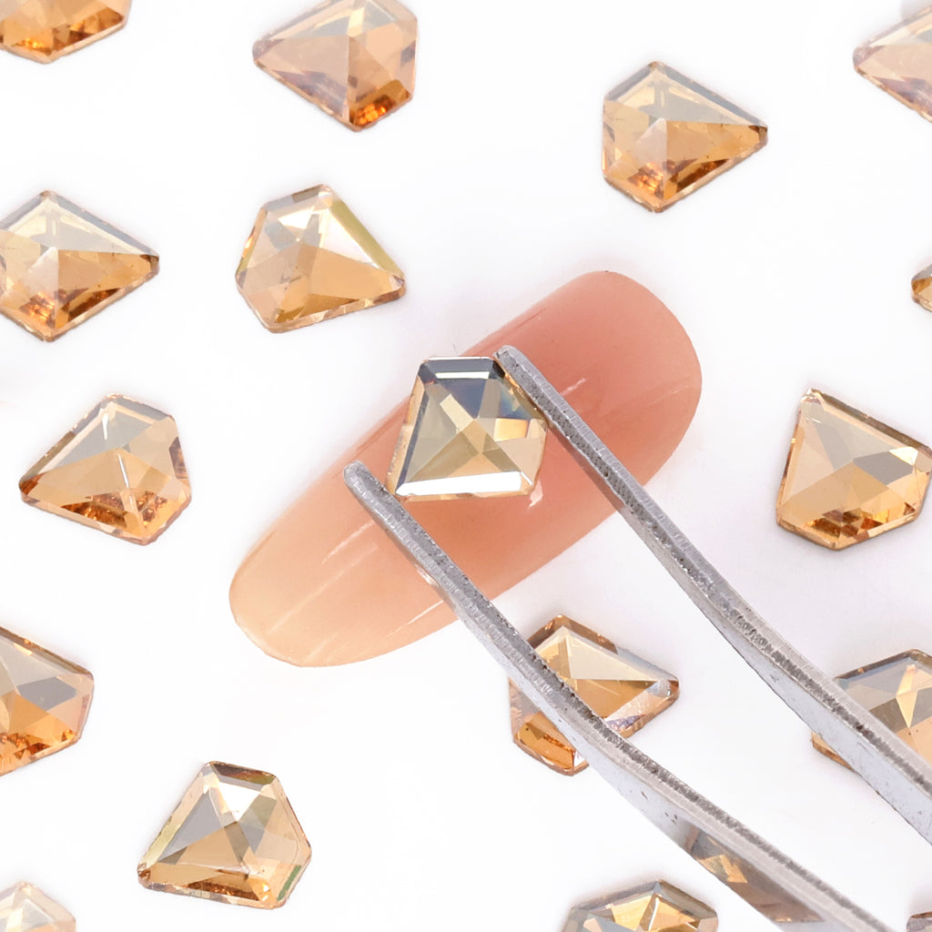 Diamond Shape Golden Shadow Glass Flat Back Fancy Rhinestones