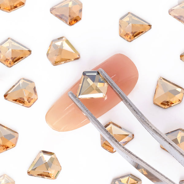 Diamond Shape Golden Shadow Glass Flat Back Fancy Rhinestones