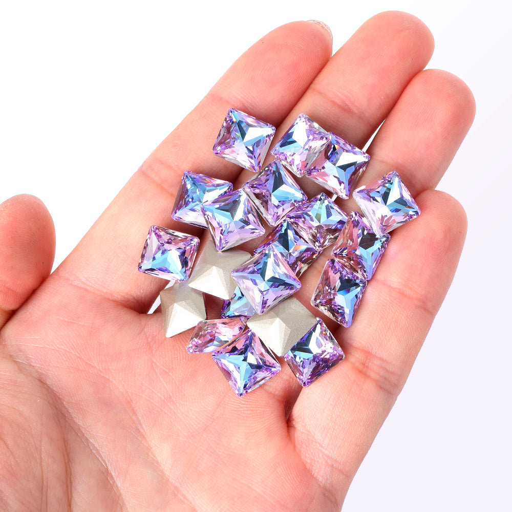 Vitrail Light Princess Square Shape High Quality Glass Pointed Back Fancy Rhinestones Secondary image