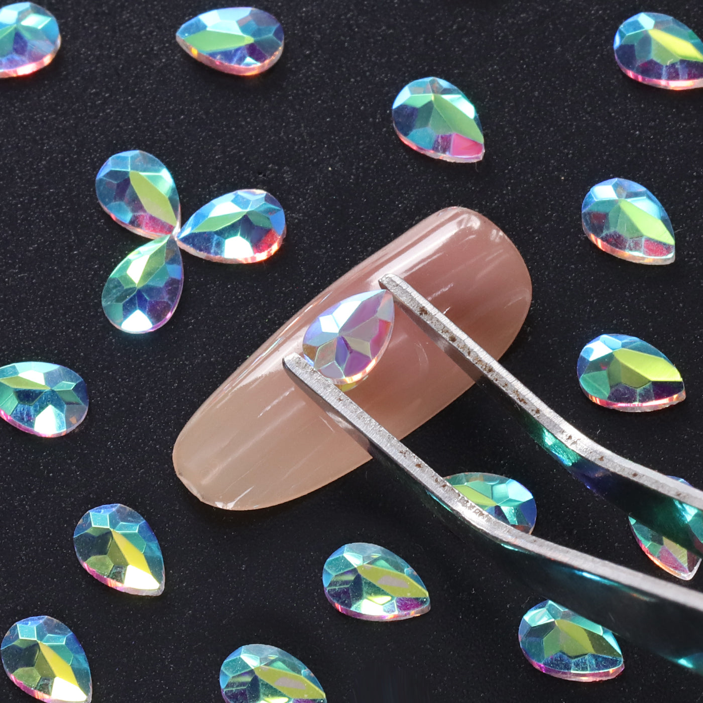 Raindrop Shape Crystal AB Unfoiled Flat Back Fancy Rhinestones WholesaleRhinestone