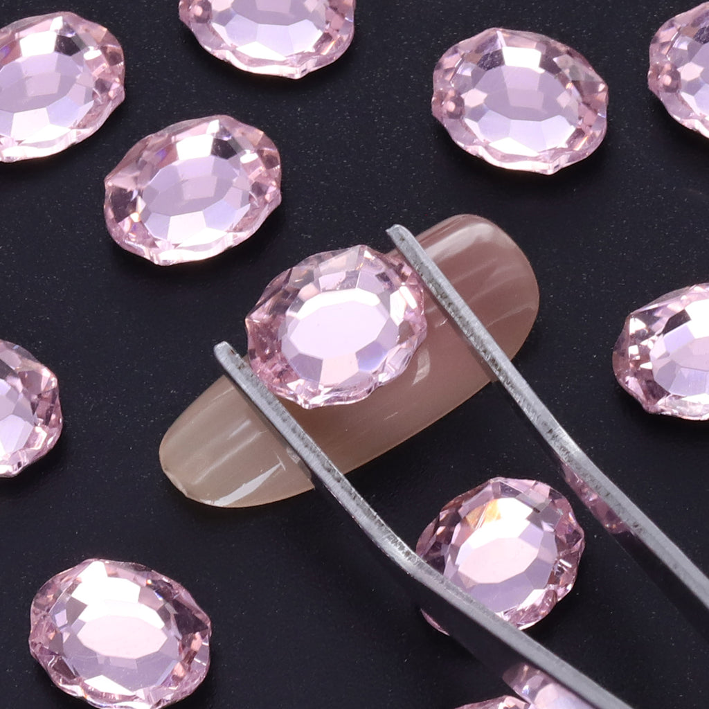 Light Pink Magic Mirror Shape Pointed Back Fancy Rhinestones For Nail Art