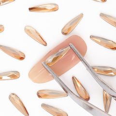 Raindrop Shape Golden Shadow Flat Back Fancy Rhinestones