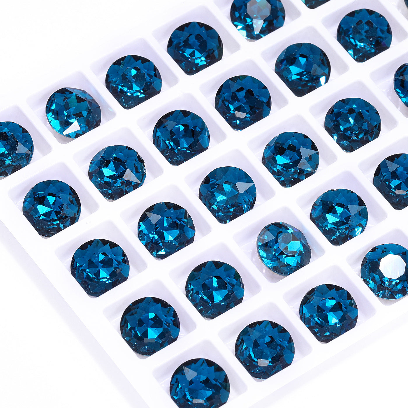 Indicolite Gemstone Flower Shape High Quality Glass Pointed Back Fancy Rhinestones