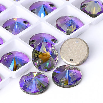 Black Diamond Shimmer Rivoli Shape High Quality Glass Sew-on Rhinestones WholesaleRhinestone