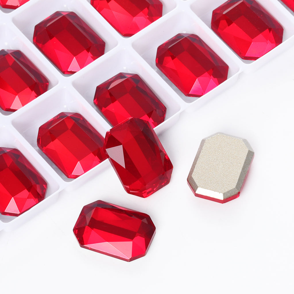 Light Siam Octagon Shape High Quality Glass Beveled Flat Back Rhinestones WholesaleRhinestone