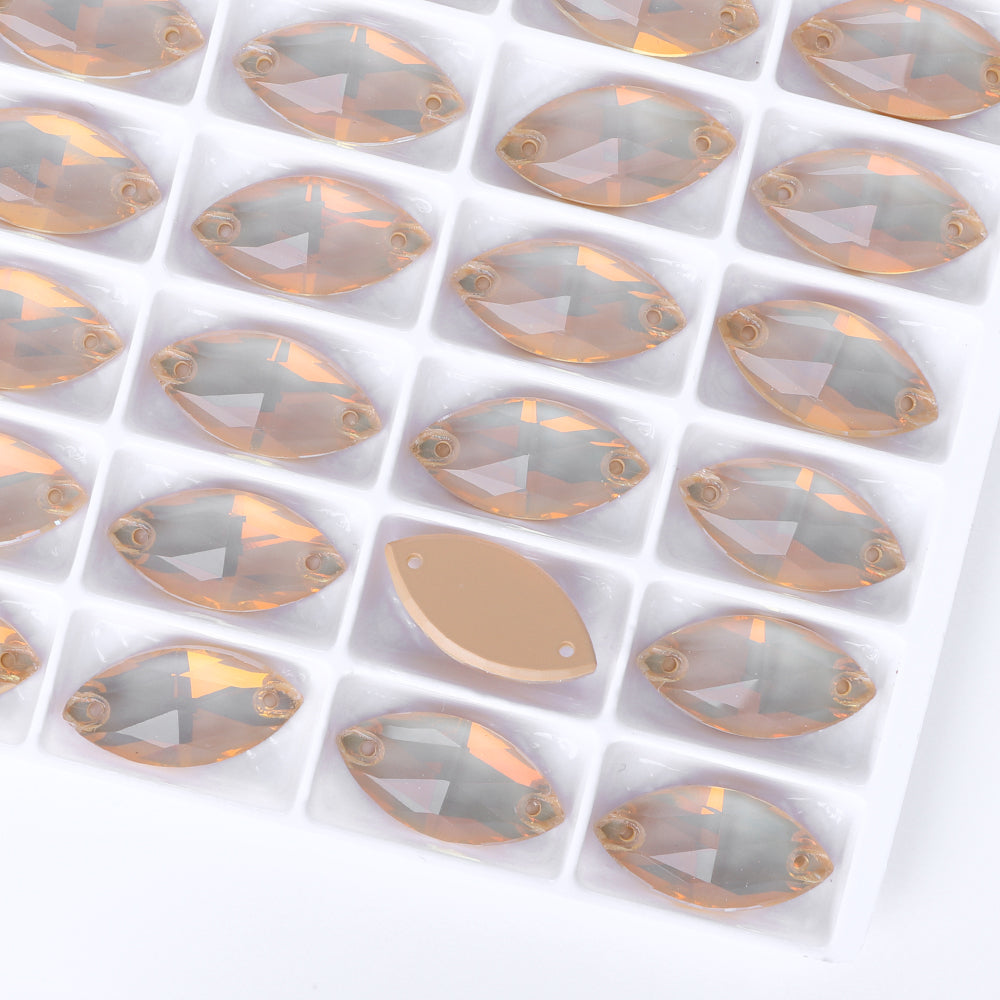 Silk AM Navette Shape High Quality Glass Sew-on Rhinestones WholesaleRhinestone