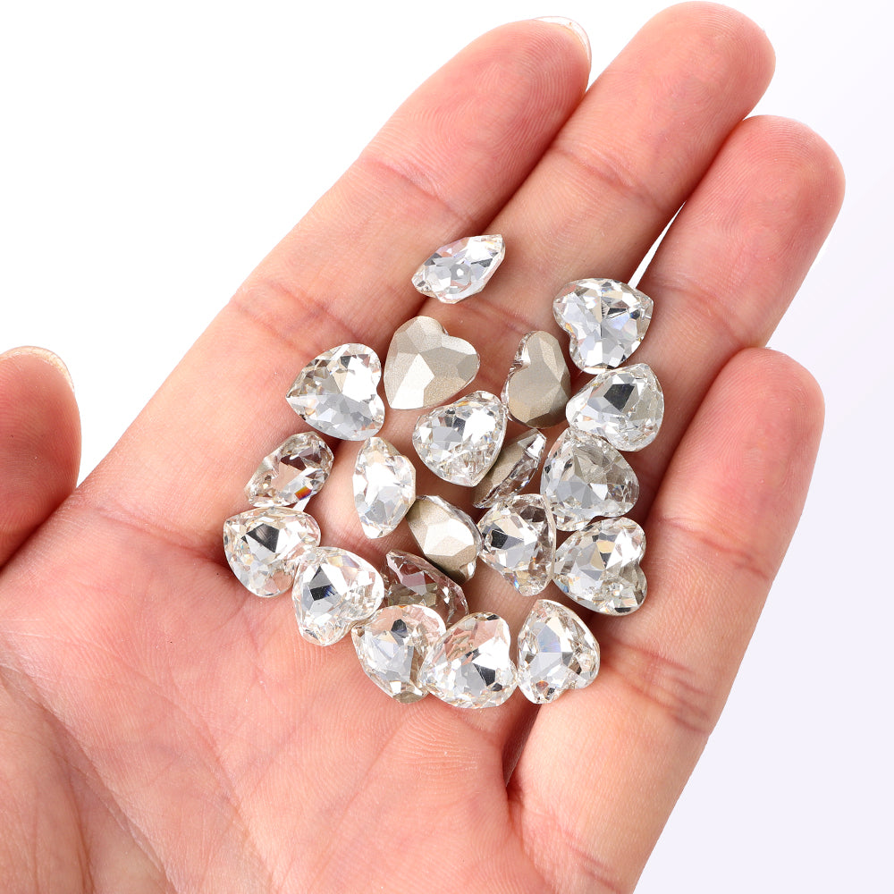 Crystal Heart Shape High Quality Glass Pointed Back Fancy Rhinestones Secondary image
