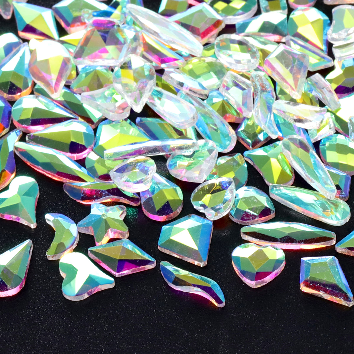 Mixed Shapes Crystal AB Unfoild Flat Back Fancy Rhinestones For Nail Art WholesaleRhinestone Hovedbillede