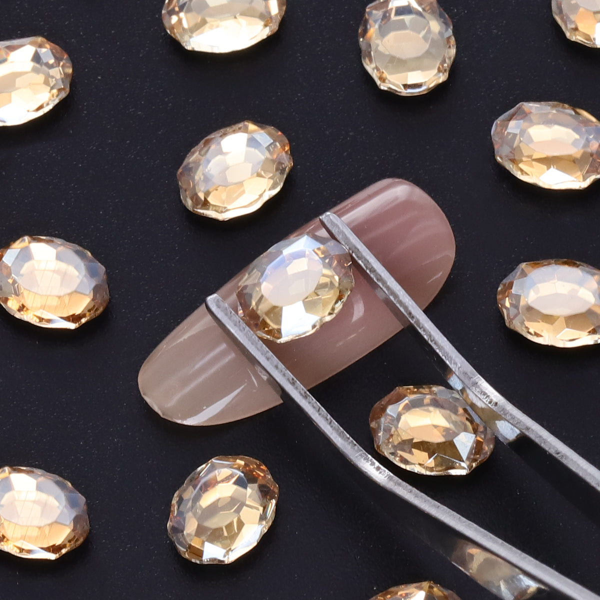 Champagne Magic Mirror Shape Pointed Back Fancy Rhinestones For Nail Art