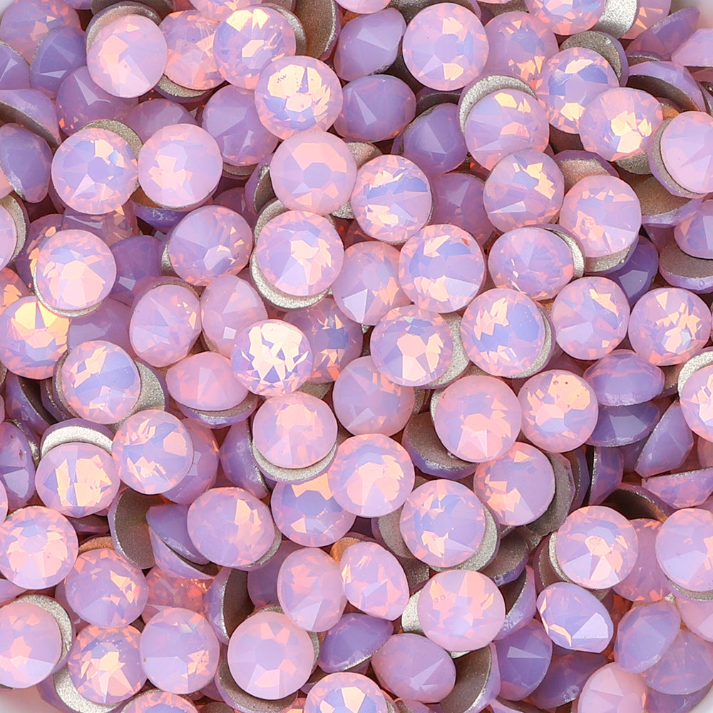 Pink Opal Glass Flat Back Glue-On Rhinestones 16 Cut Facets
