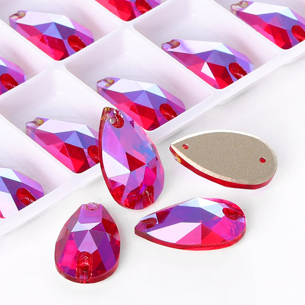 Light Siam Shimmer Drop Shape High Quality Glass Sew-on Rhinestones WholesaleRhinestone