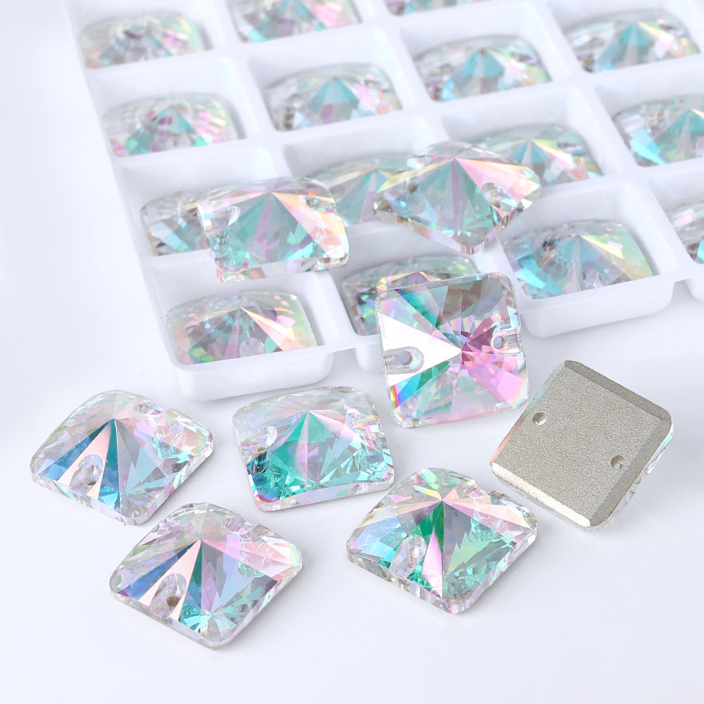 Crystal Phantom Rivoli Square Shape High Quality Glass Sew-on Rhinestones