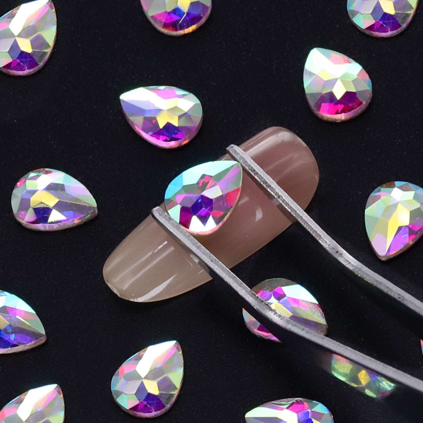 Raindrop Shape Crystal AB Flat Back Fancy Rhinestones