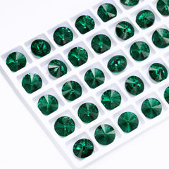 Emerald Rivoli Shape High Quality Glass Pointed Back Fancy Rhinestones