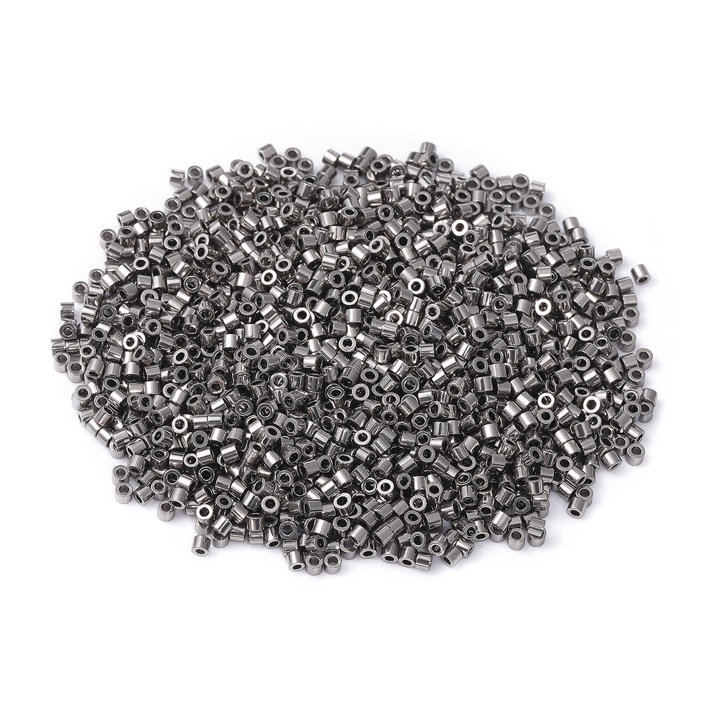 Metallic Hematite Luster Color Hight Quality Glass Cylinder Seed Beads 1.6 MM Size JS3002 WholesaleRhinestone