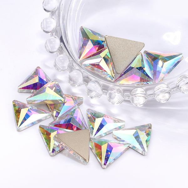 Crystal AB Rivoli Triangle Shape High Quality Glass Beveled Flat Back Rhinestones WholesaleRhinestone