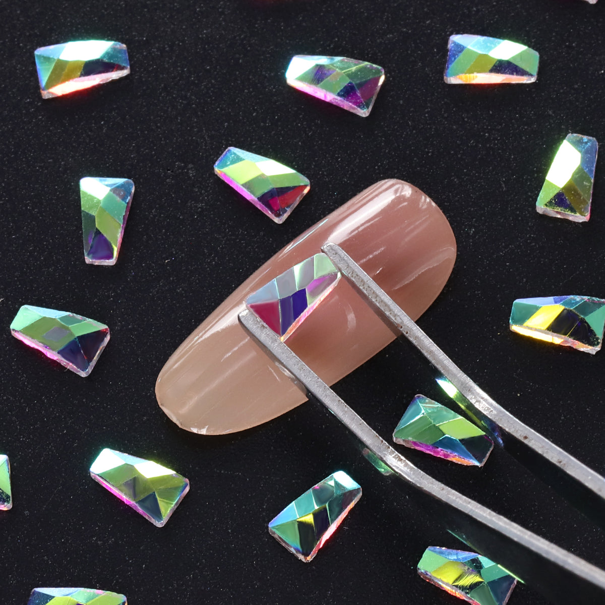 Trapezoid Shape Crystal AB Unfoiled Flat Back Fancy Rhinestones