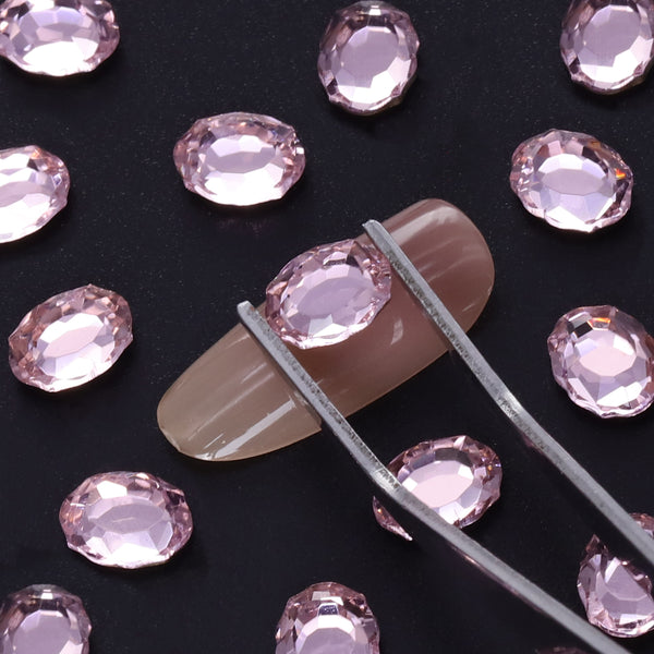 Light Pink Magic Mirror Shape Pointed Back Fancy Rhinestones For Nail Art