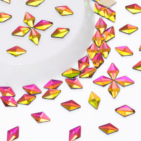 Rhombus Shape Rainbow Flat Back Fancy Rhinestones WholesaleRhinestone