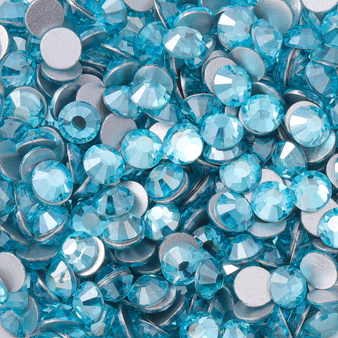 Stern Aquamarine Glass Flatback -Strass Silber Rücken Zweitbild