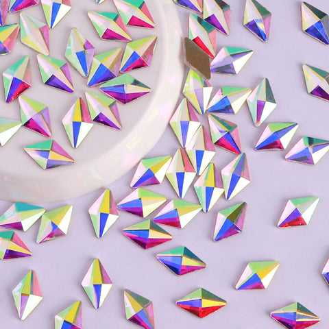 Rhombus Shape Crystal AB Flat Back Fancy Rhinestones